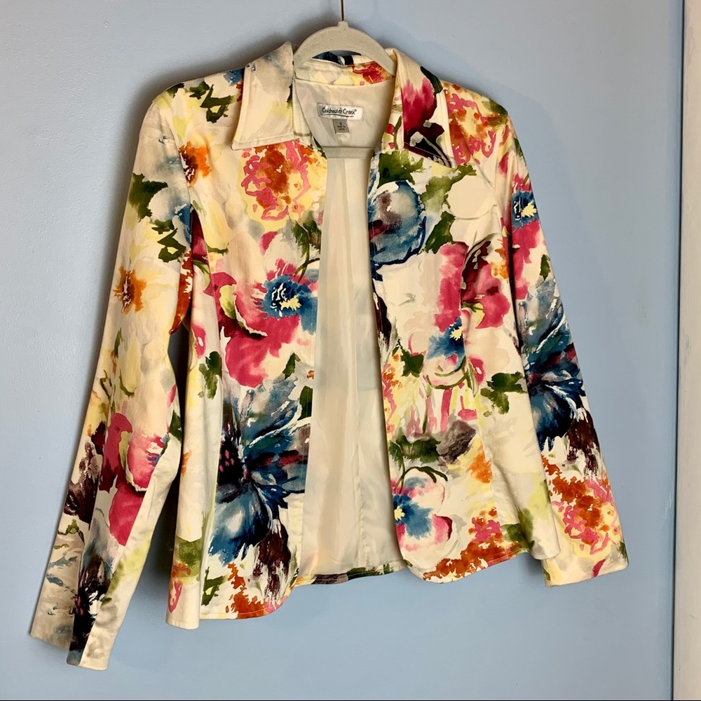 Watercolor floral blazer jacket Coldwater Creek